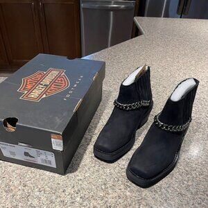 Harley Davidson Women's Korsen 4” Chain Pull On Black Leather Boots Size 5M NEW